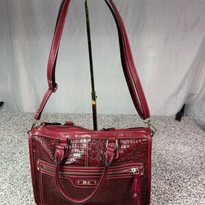 MC Burgundy Faux Croc Shoulder Bag w/ Adjustable Strap​